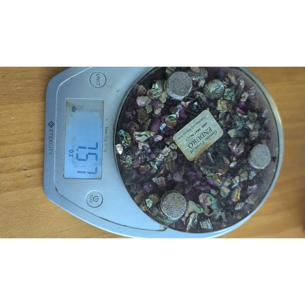 Vintage Foremost Enduro Abalone Shell Resin Coaster Trivet Purple MCM 5 Inch
